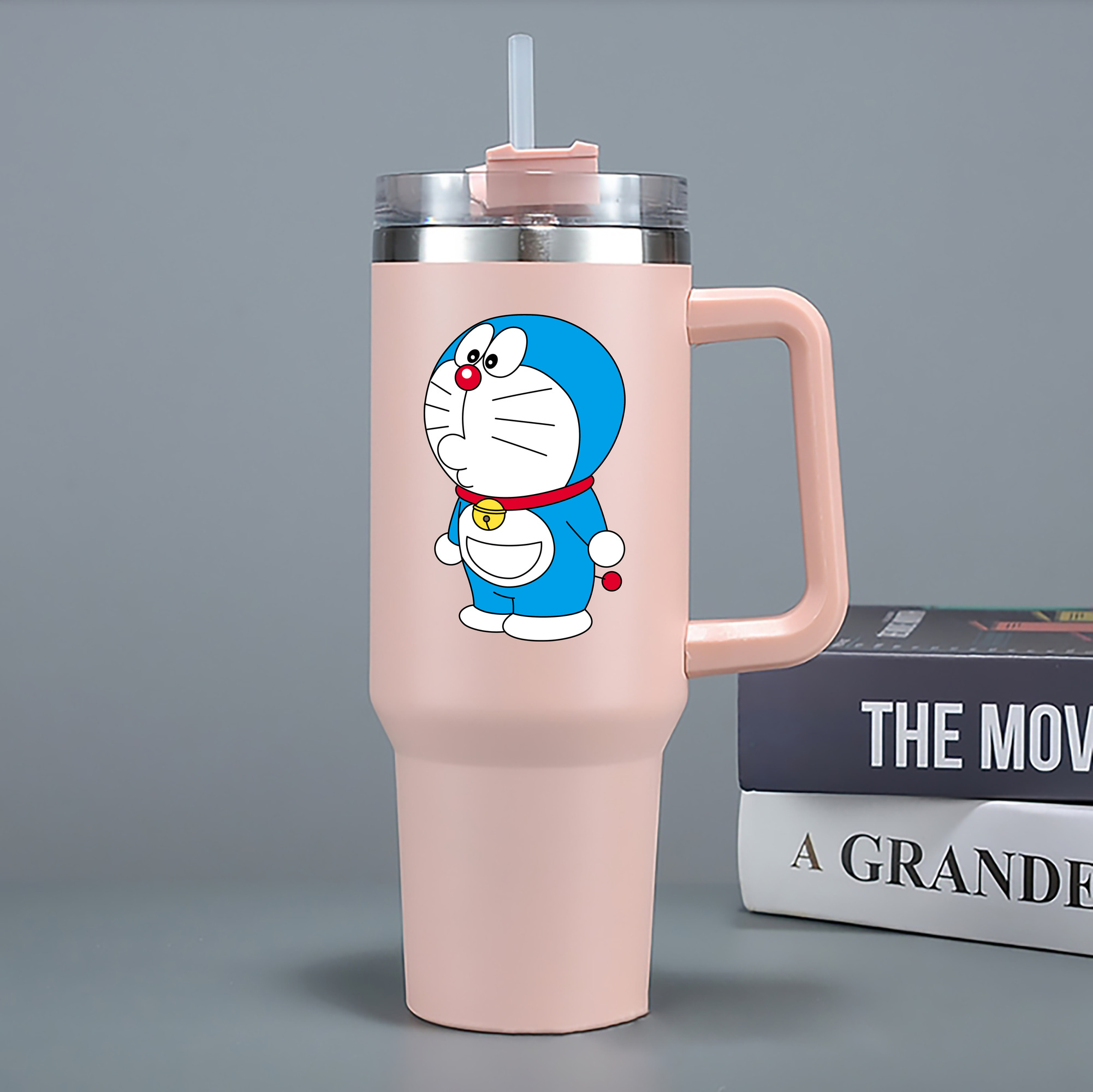 （画像用） ドラえもん Doraemon 1200mL車用タンブラー - クリスタルステッカー（プラスチックストロー付き）
